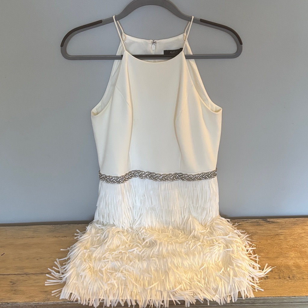 Bhldn Aidan Mattox Ivory Halter Cocktail Dress